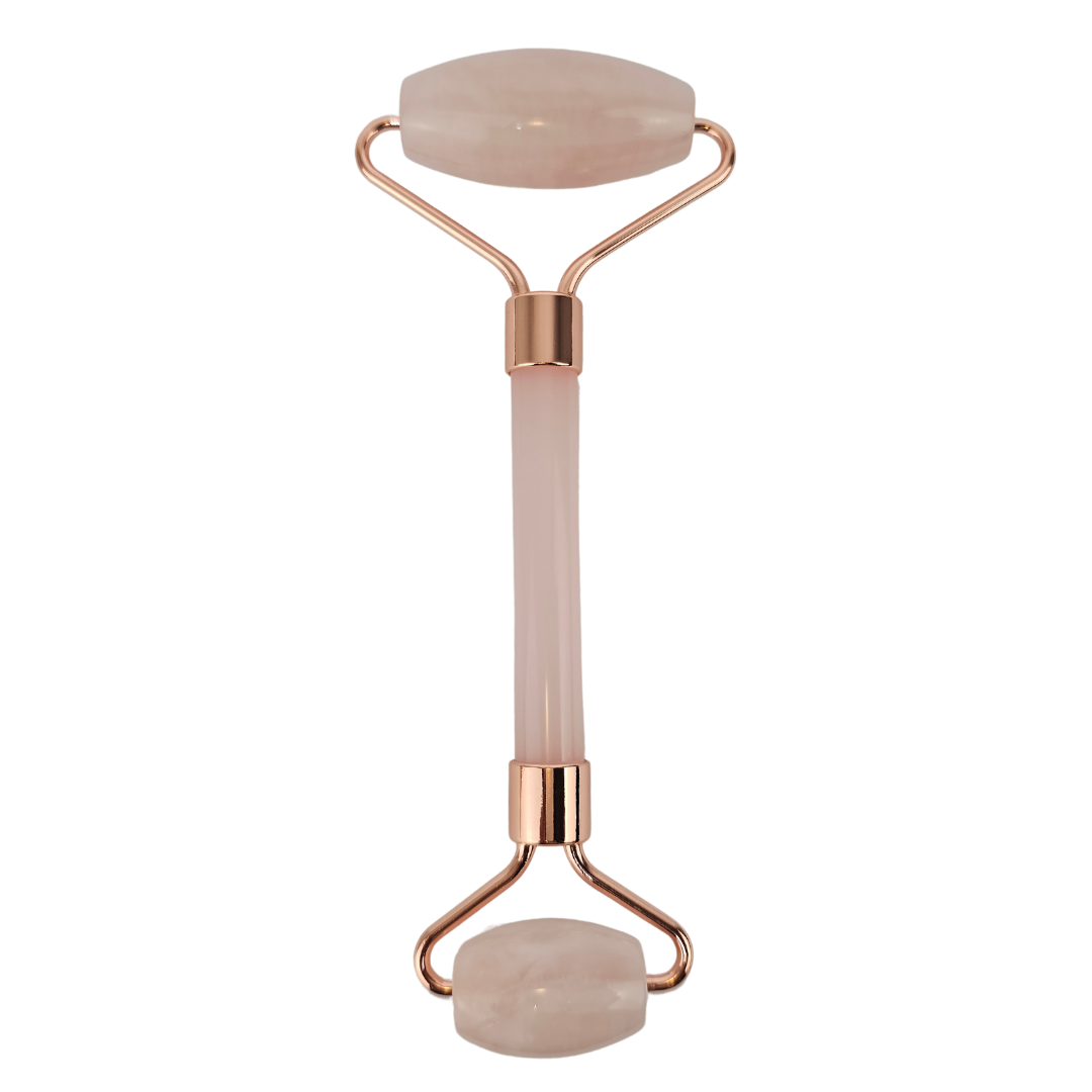 The pink stone roller standing upright with a rose gold frame