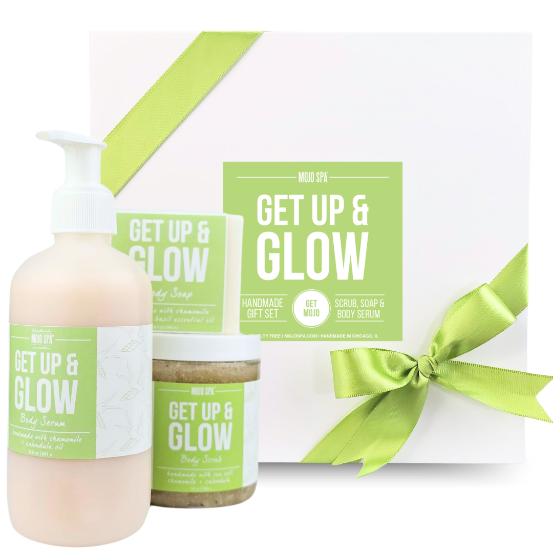 Get Up & Glow Scrub, Body Serum & Soap Gift Set