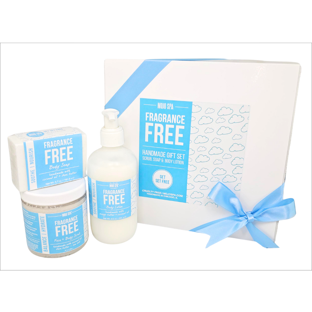 Fragrance Free Scrub, Lotion &amp; Soap Gift Set