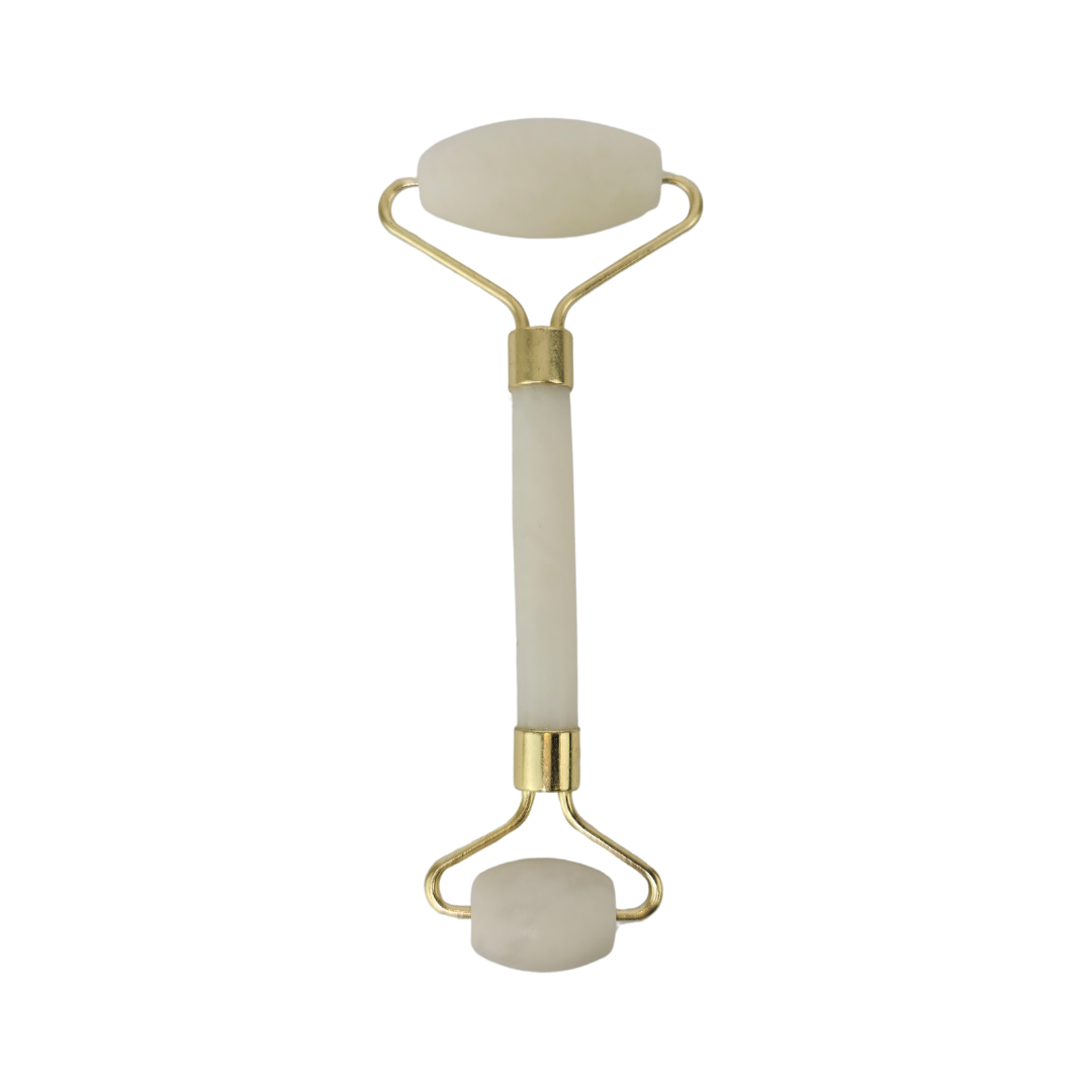 The white stone roller standing upright with a gold frame