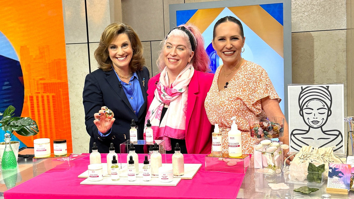 Load video: Amanda making custom facial serums live on WGN's Spotlight Chicago