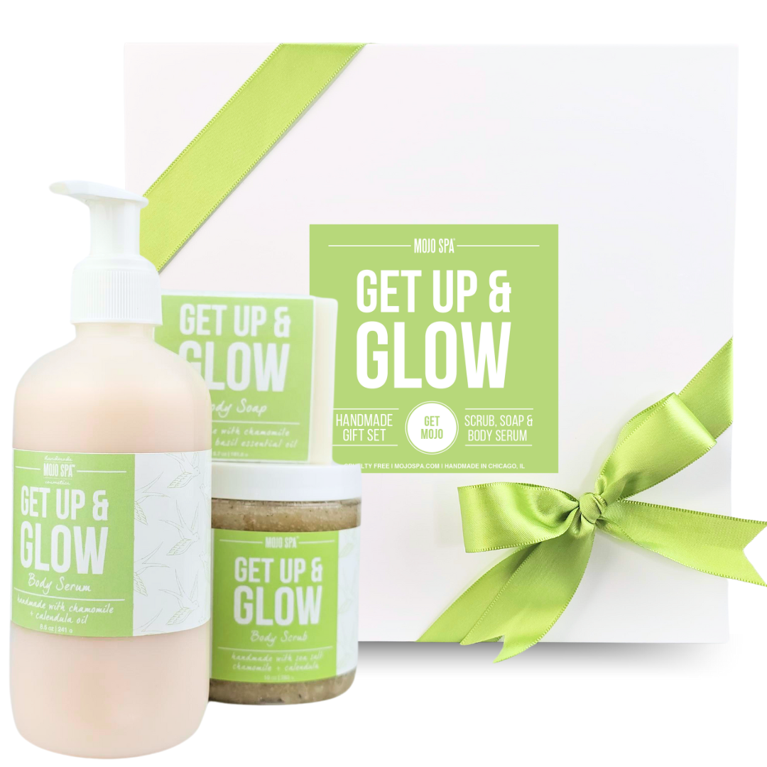 Get Up &amp; Glow Scrub, Body Serum &amp; Soap Gift Set