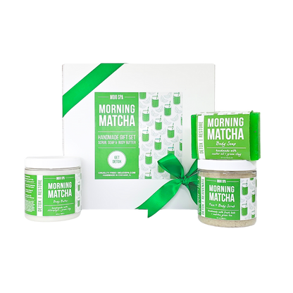 Morning Matcha Scrub, Body Butter &amp; Soap Gift Set