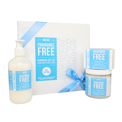 Fragrance Free Scrub, Lotion &amp; Soap Gift Set