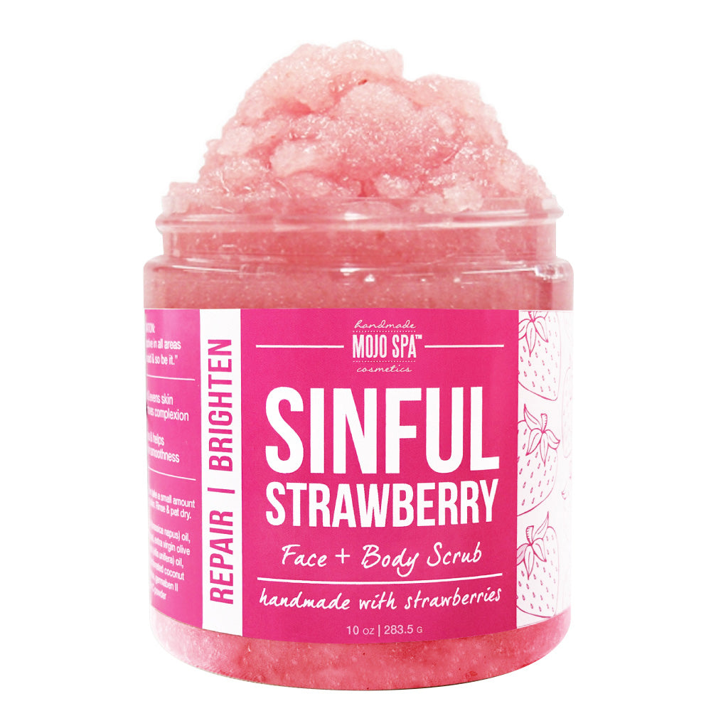 The scrub jar from the set, open to show the pink scrub piled above the rim