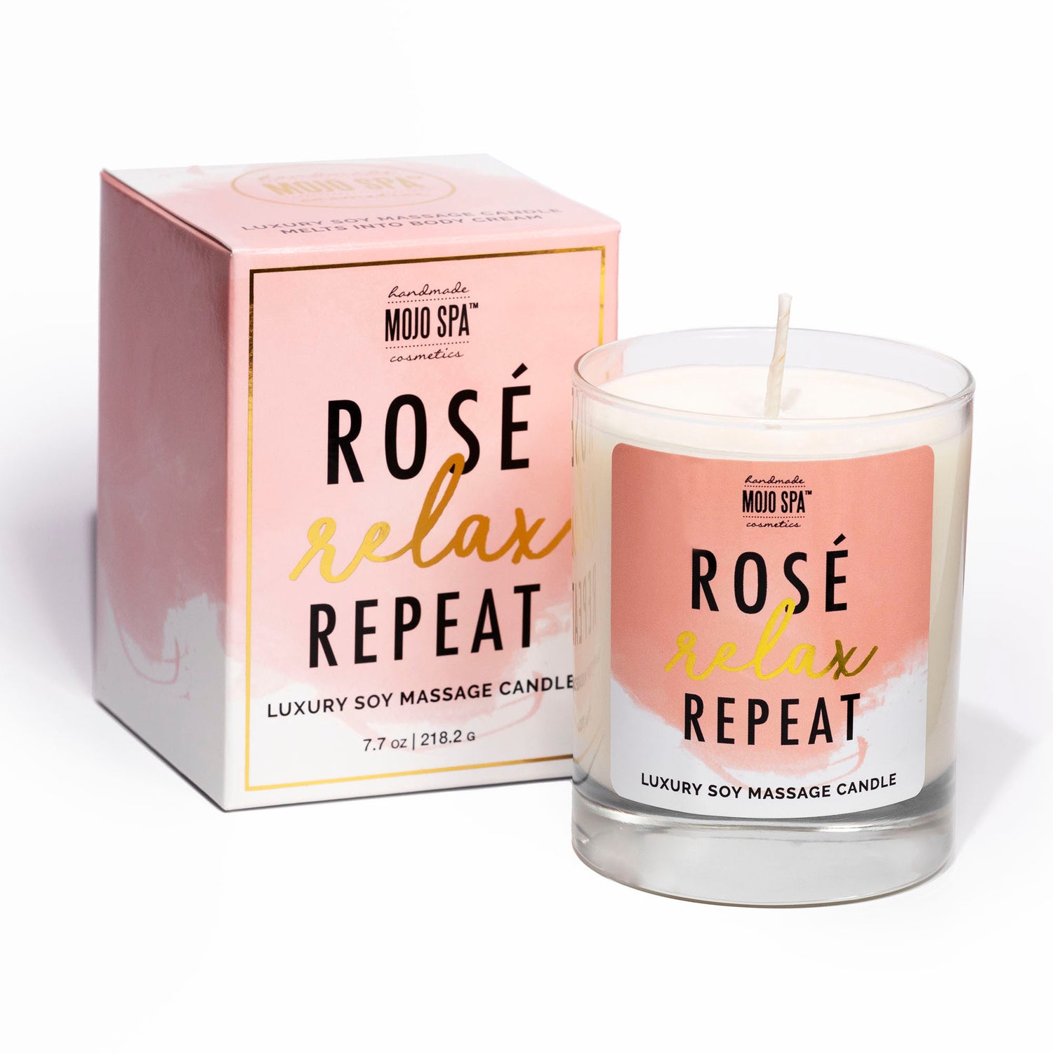 Rosé. Relax. Repeat. Luxury Soy Massage Candle