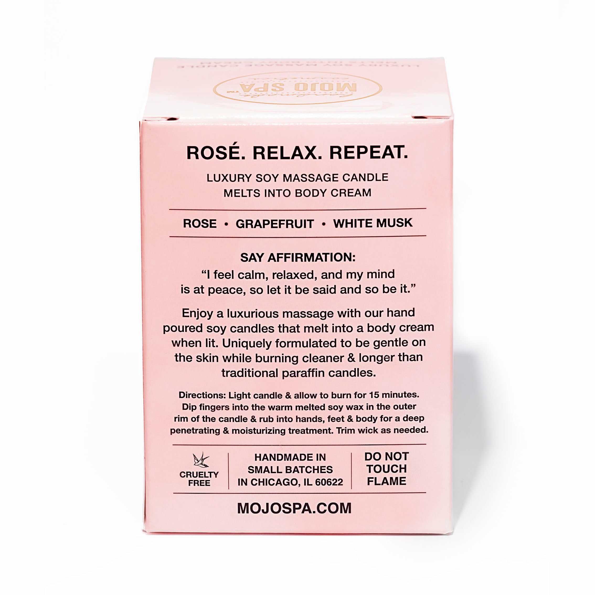 Rosé. Relax. Repeat. Luxury Soy Massage Candle