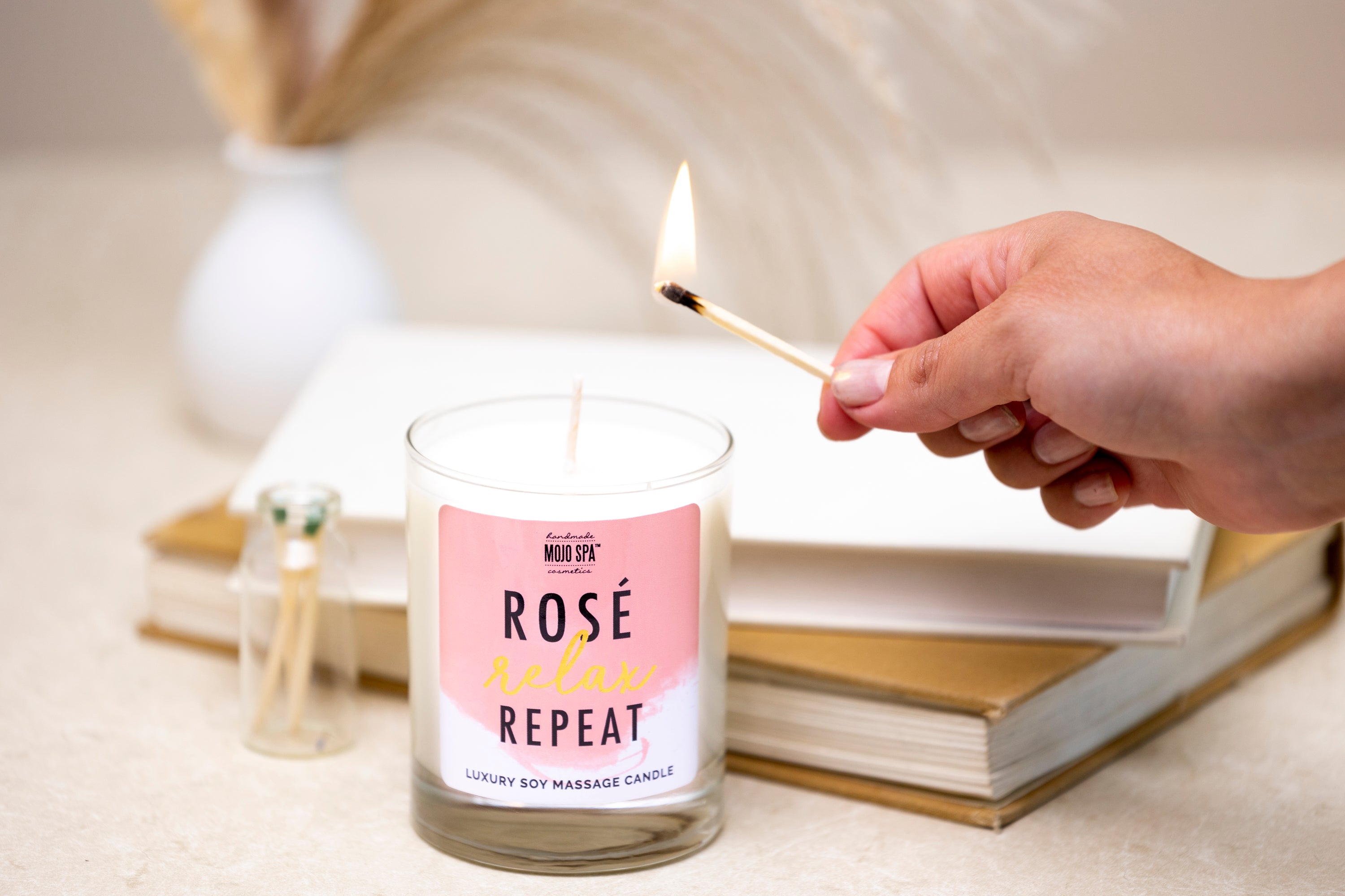 Rosé. Relax. Repeat. Luxury Soy Massage Candle